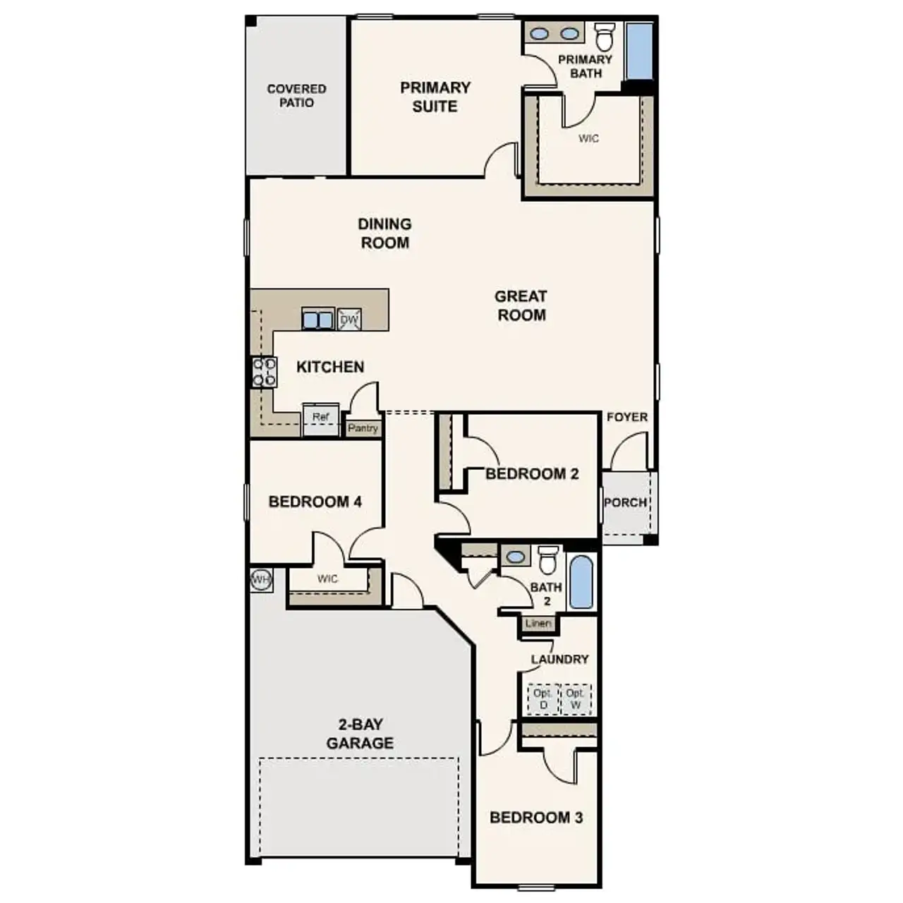 2D floor plan layout of this home in Mayfield, Buckeye, AZ (Image 2).