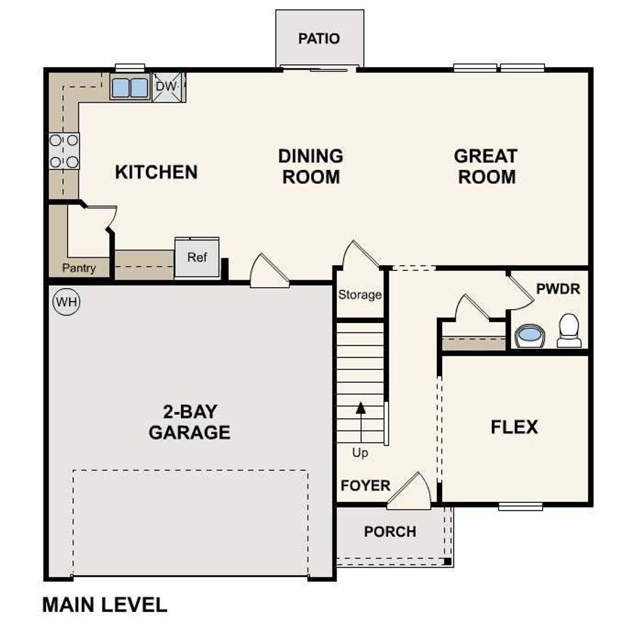 2D floor plan layout of this home in The Ridge at Twin Rivers, Covington, GA (Image 2).