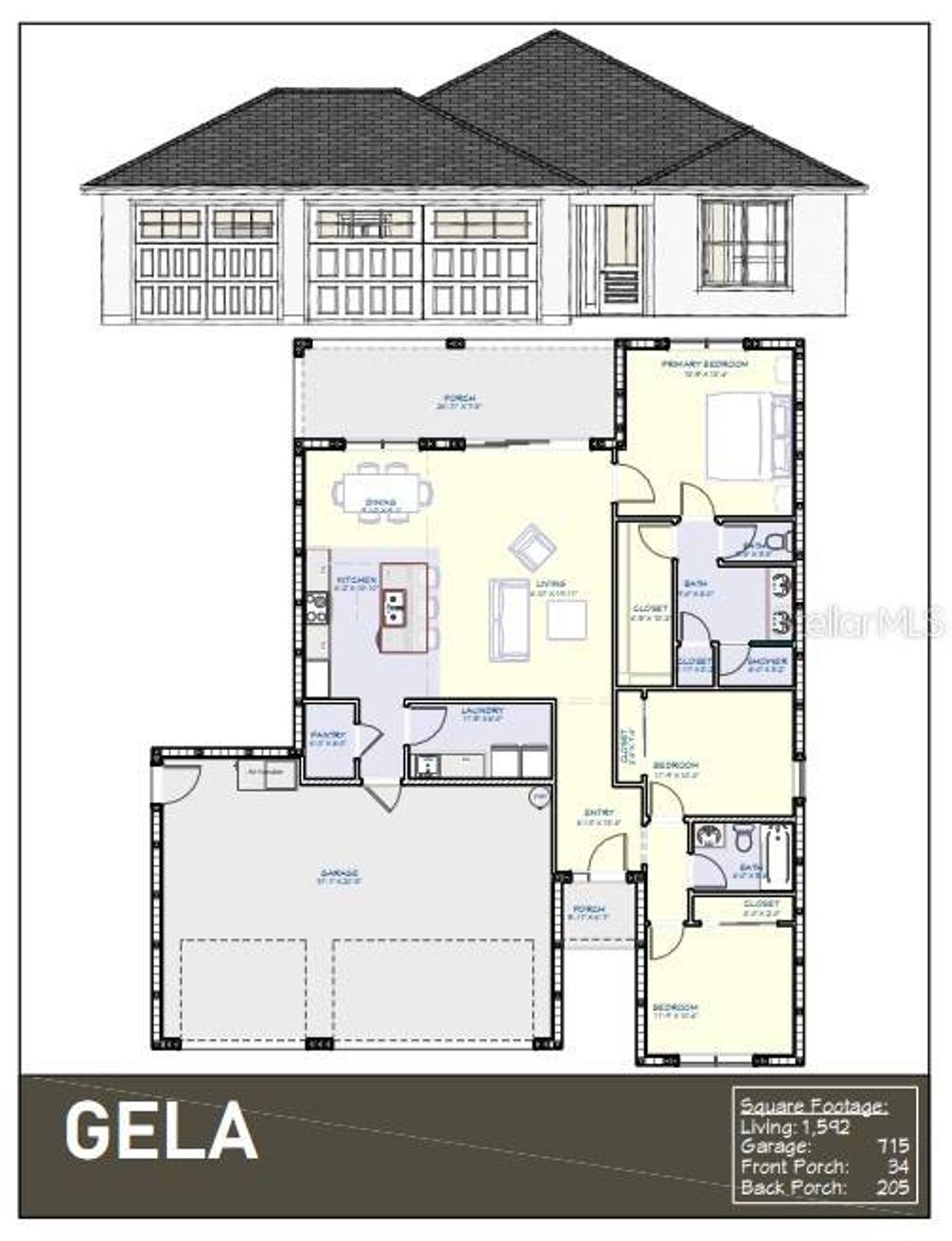 2D floor plan layout of this home in , Indian Lake Estates, FL (Image 2).