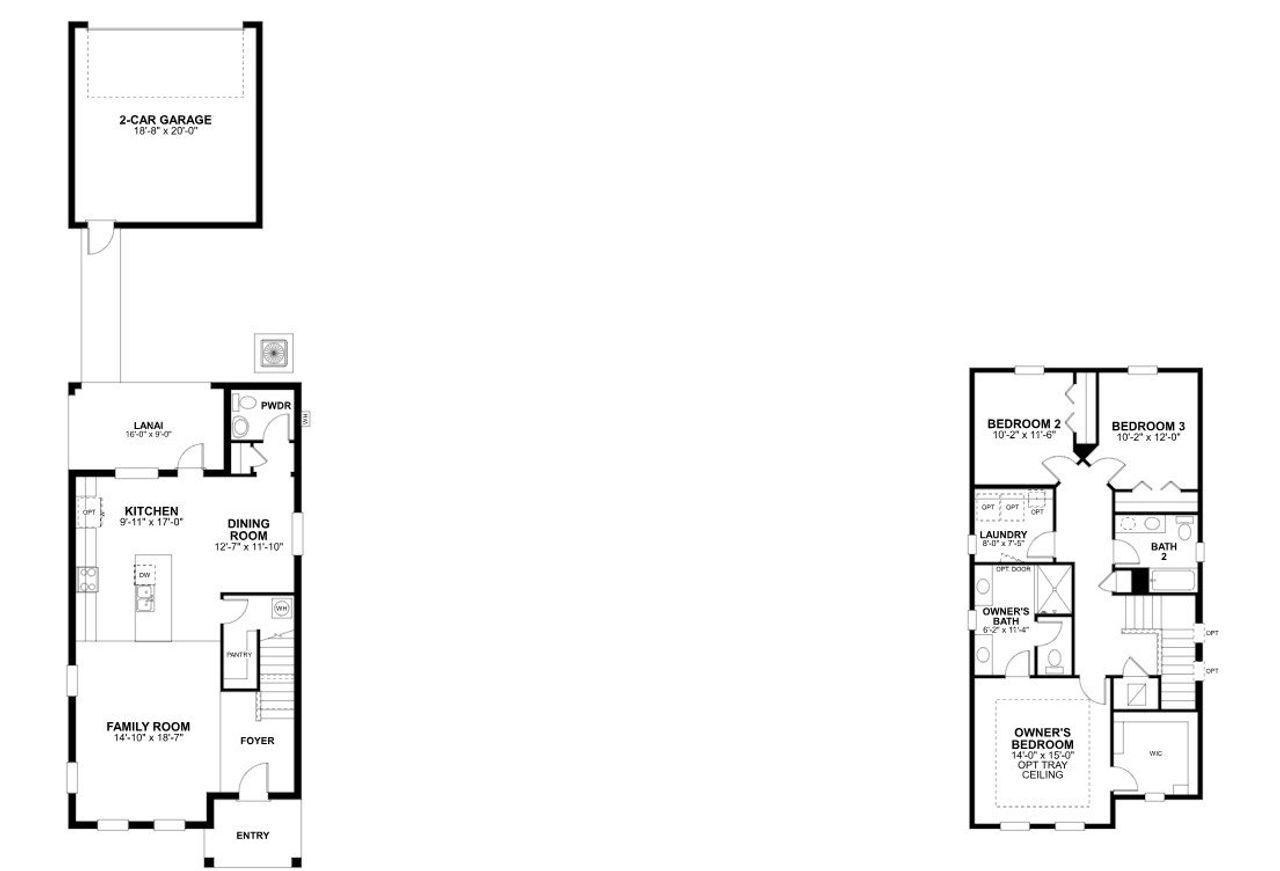 2D floor plan layout of this home in Lake Star at Ovation, Winter Garden, FL (Image 2).