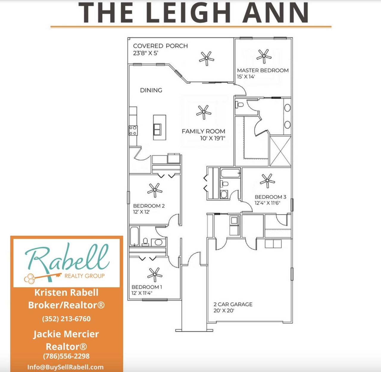 2D floor plan layout for the Leigh Ann by Weseman Homes & Renovations in Grand Oaks, Gainesville, FL (Image 2).