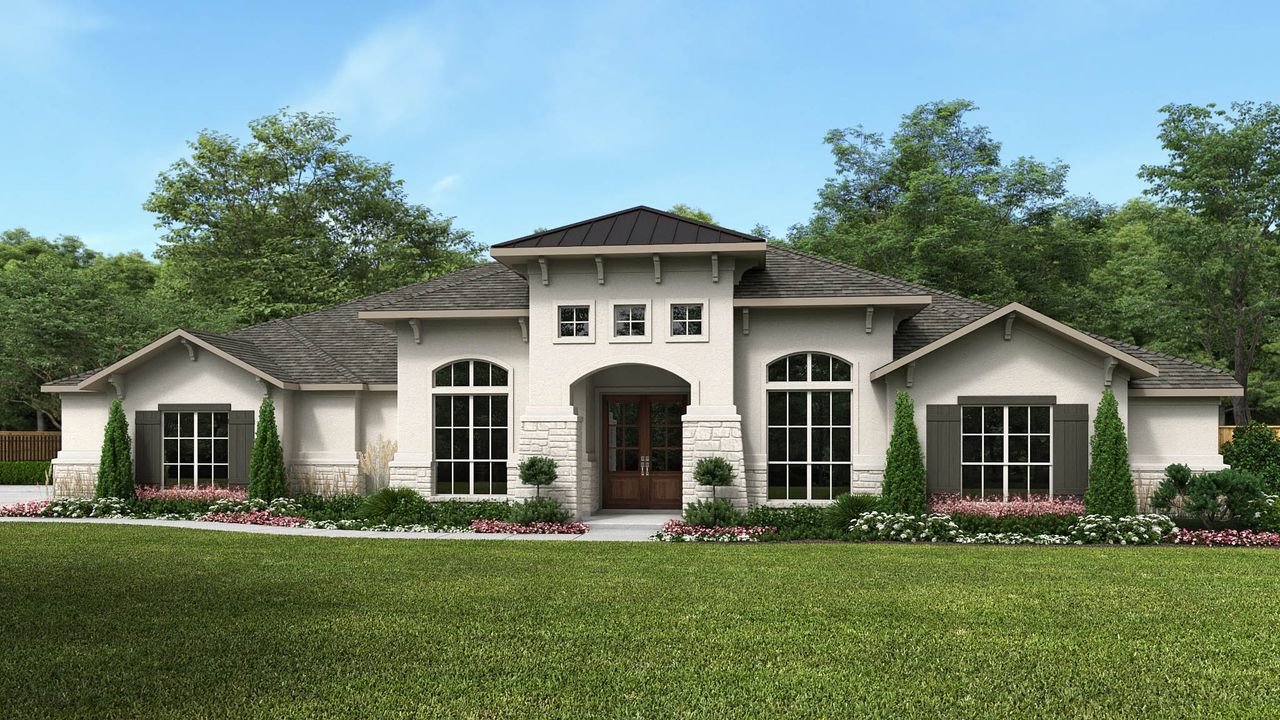 Representative exterior photo of a completed home built from the 3494S by Perry Homes in Santa Rita Ranch Tierra Rosa, Liberty Hill, TX (Image 2).