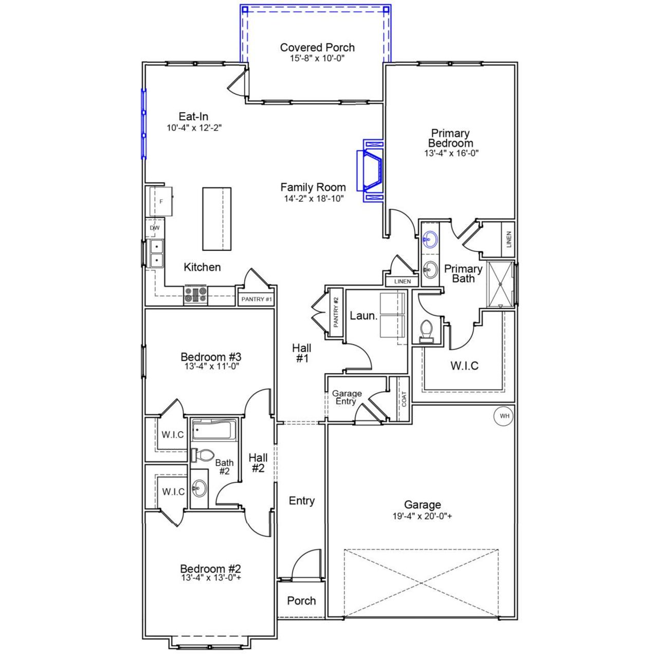 2D floor plan layout of this home in Avenue One, Castle Hayne, NC (Image 2).