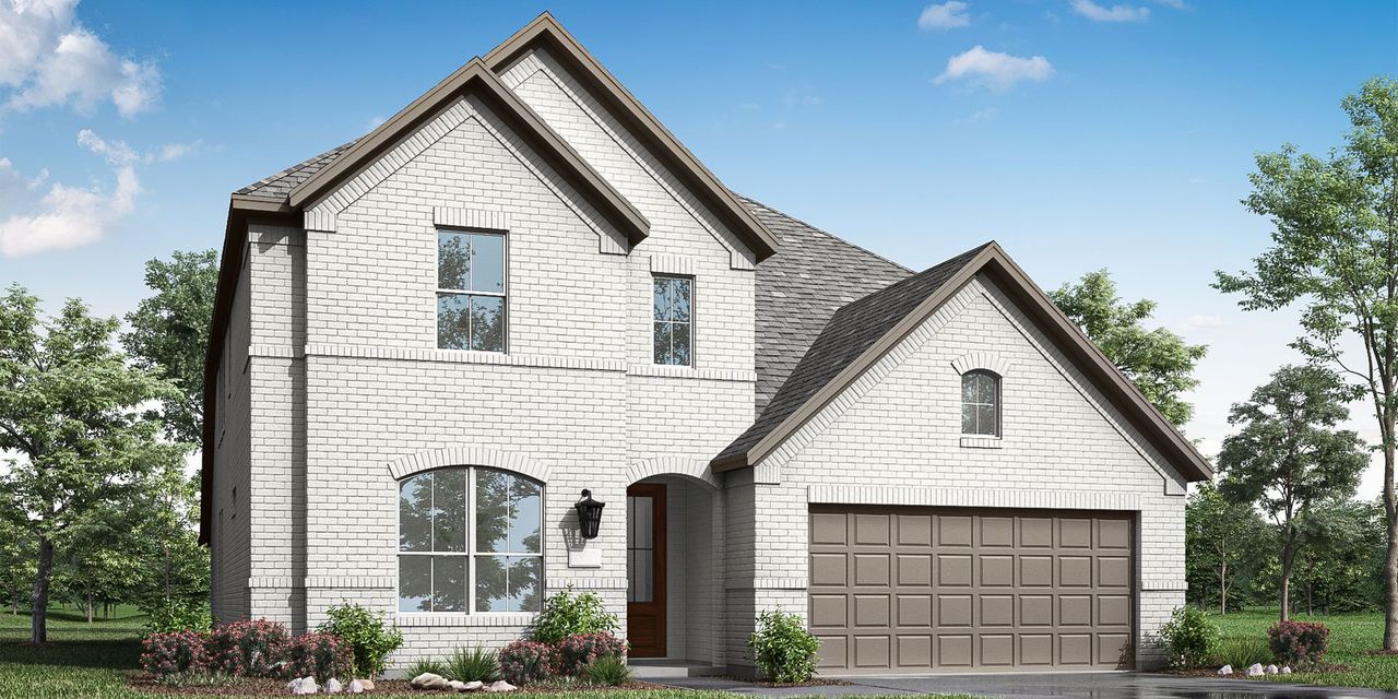 Representative exterior photo of a completed home built from the 4201 by Risland Homes in Spiritas Ranch, Little Elm, TX (Image 2).