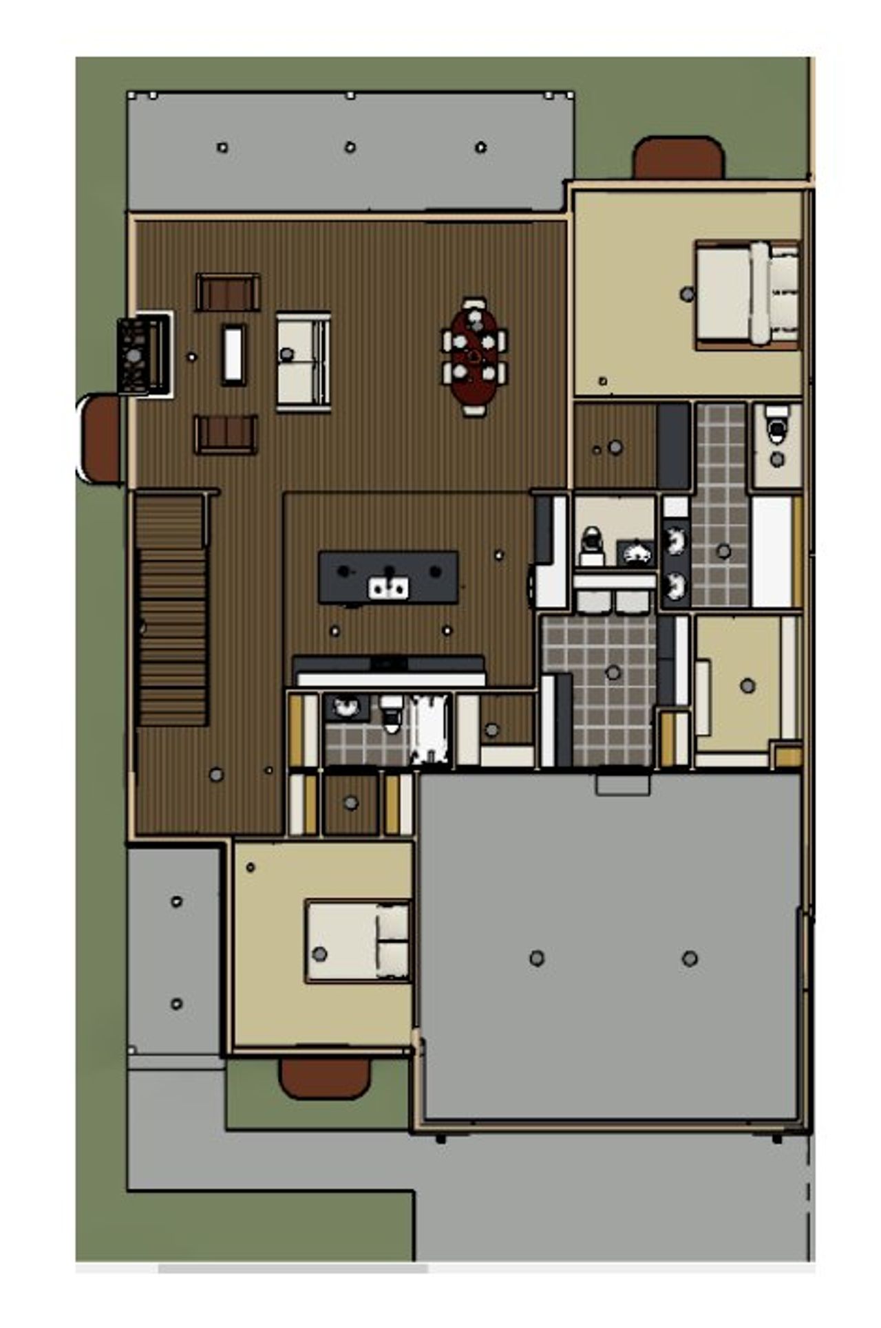 2D floor plan layout for the Pine Grove by Benchmark Custom Homes in Cottages at Kelly Farm, Greeley, CO (Image 2).
