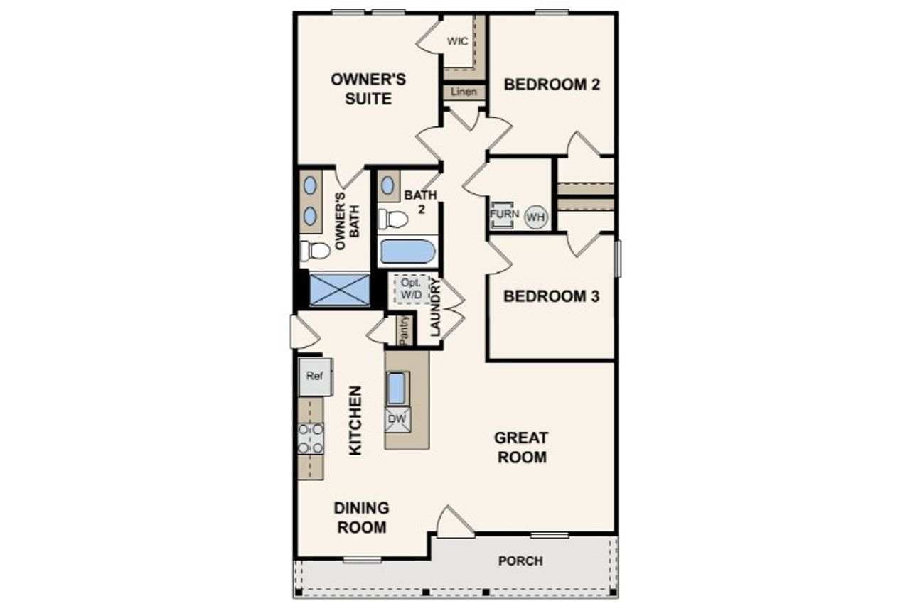 2D floor plan layout for the Lanier by Century Complete in Sunny Hills, Chipley, FL (Image 2).