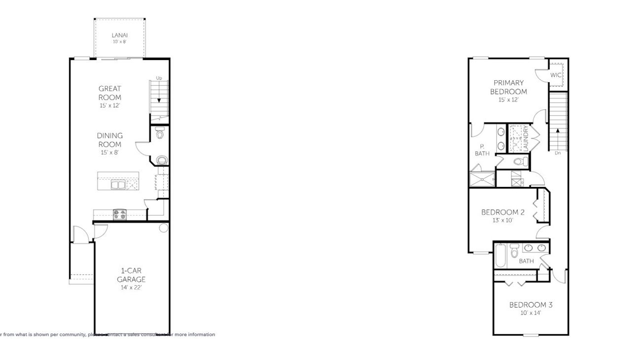 2D floor plan layout of this home in Brook Forest - Townhomes, St. Augustine, FL (Image 2). 2D floor plan layout of this home in Brook Forest - Townhomes, St. Augustine, FL (Image 2).