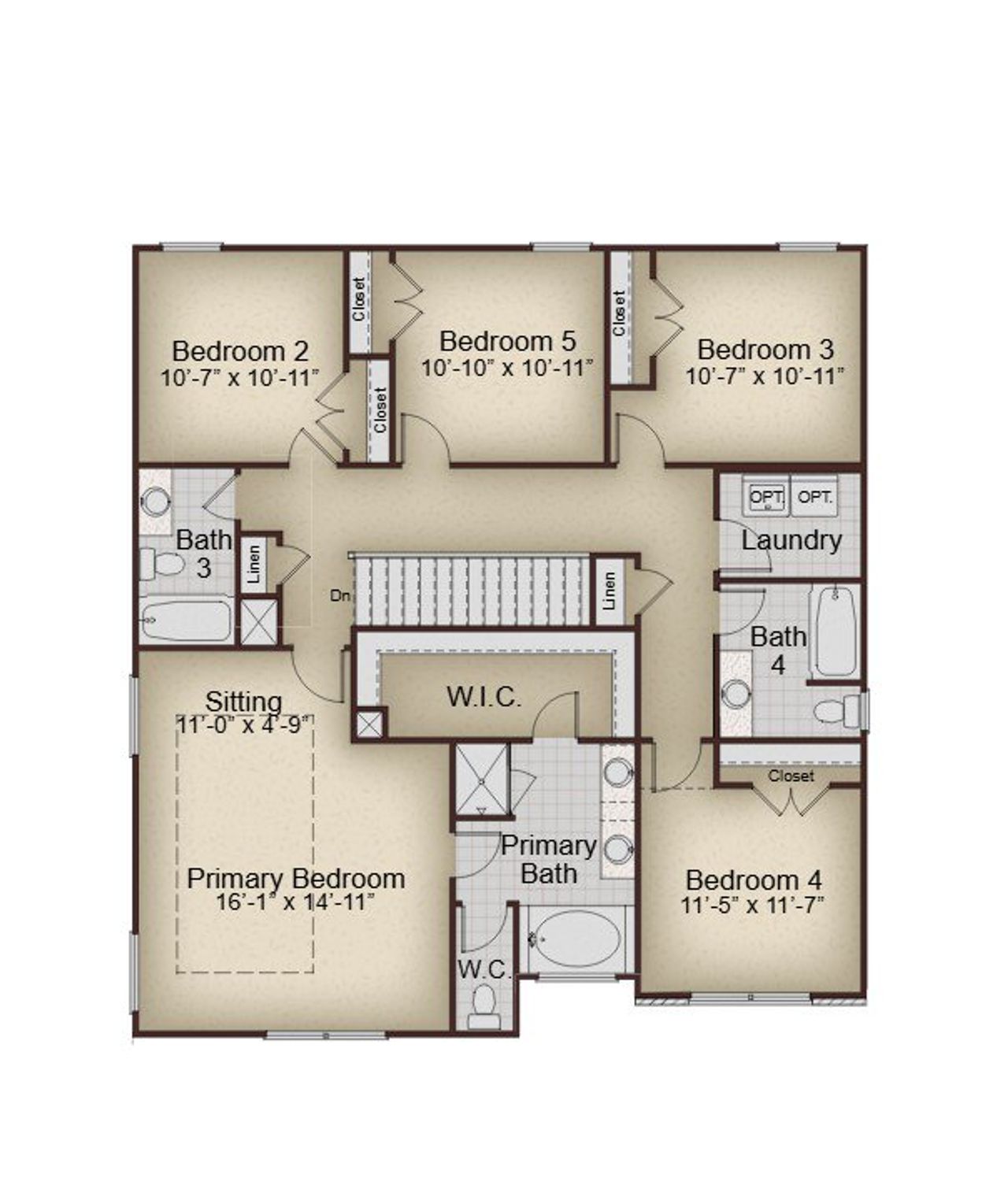 2D floor plan layout for the Lakewood by McKinley Homes in The Brooke at Rivertown, Fairburn, GA (Image 2).