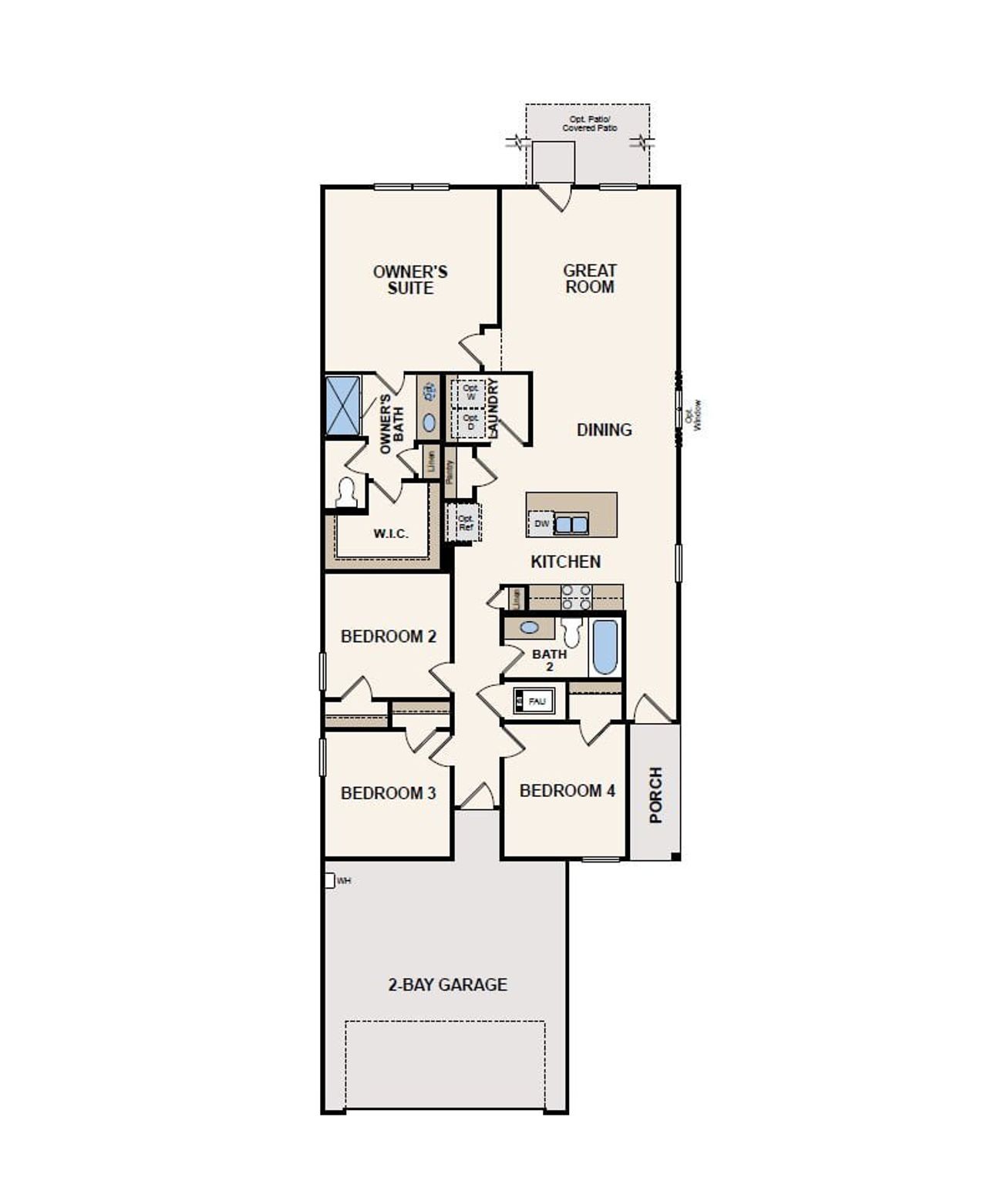 2D floor plan layout for the Fresno by Century Communities in River Ranch Trails, Dayton, TX (Image 2).