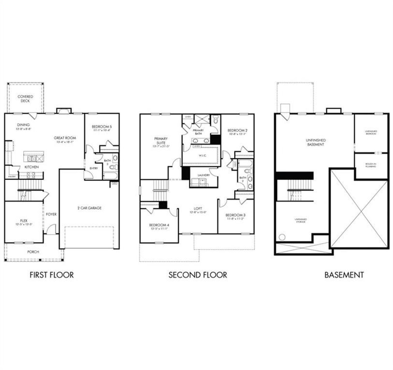 2D floor plan layout of this home in Creekside at Oxford Park, Fairburn, GA (Image 2).
