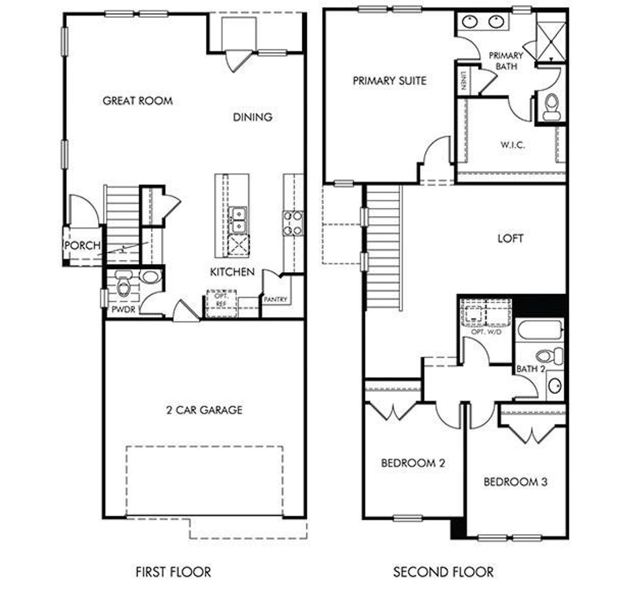 2D floor plan layout of this home in Kemah Crossing - City Series, Kemah, TX (Image 2).