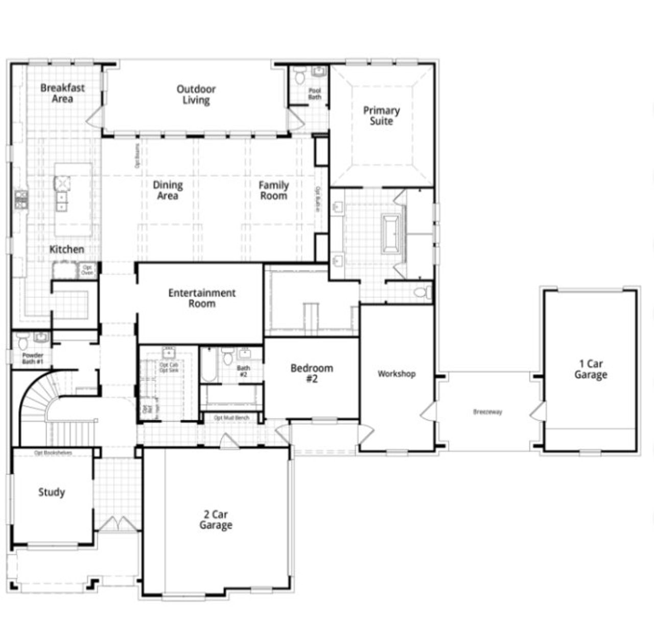 2D floor plan layout for the VareseGR Plan by Highland Homes in Estates at Bristol Valley, Heath, TX (Image 2). 2D floor plan layout for the VareseGR Plan by Highland Homes in Estates at Bristol Valley, Heath, TX (Image 2).