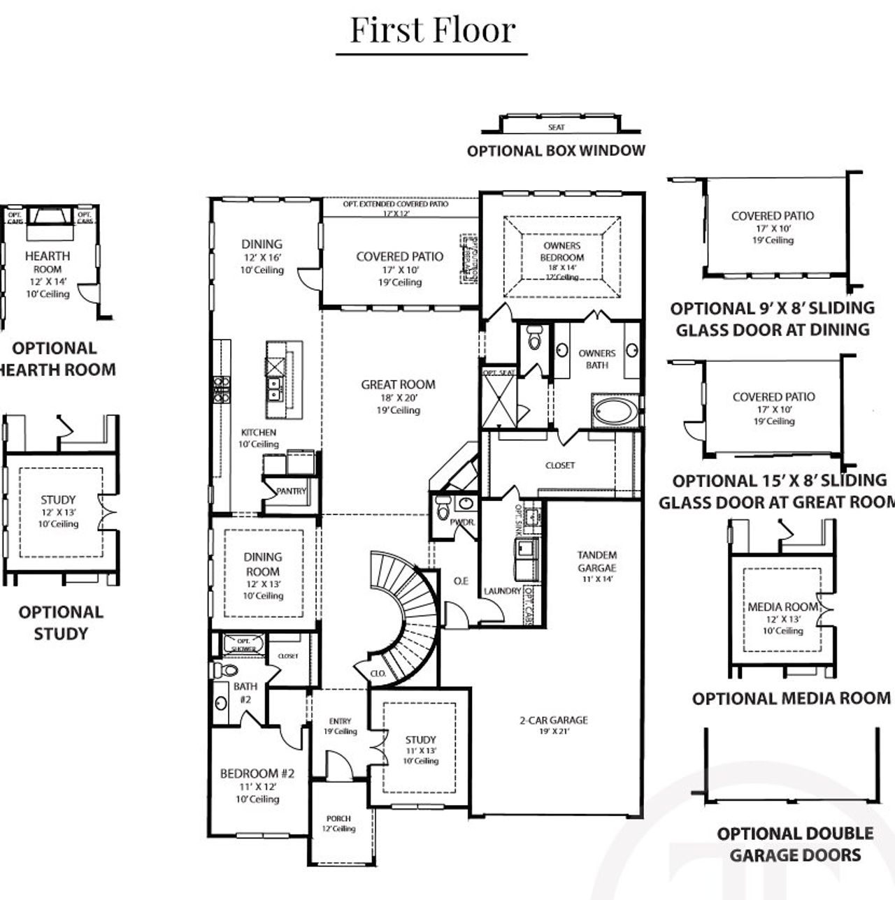 2D floor plan layout for the Plan 5042 by Tradition Homes in Lakewood at Brookhollow – 60′, Prosper, TX (Image 2).