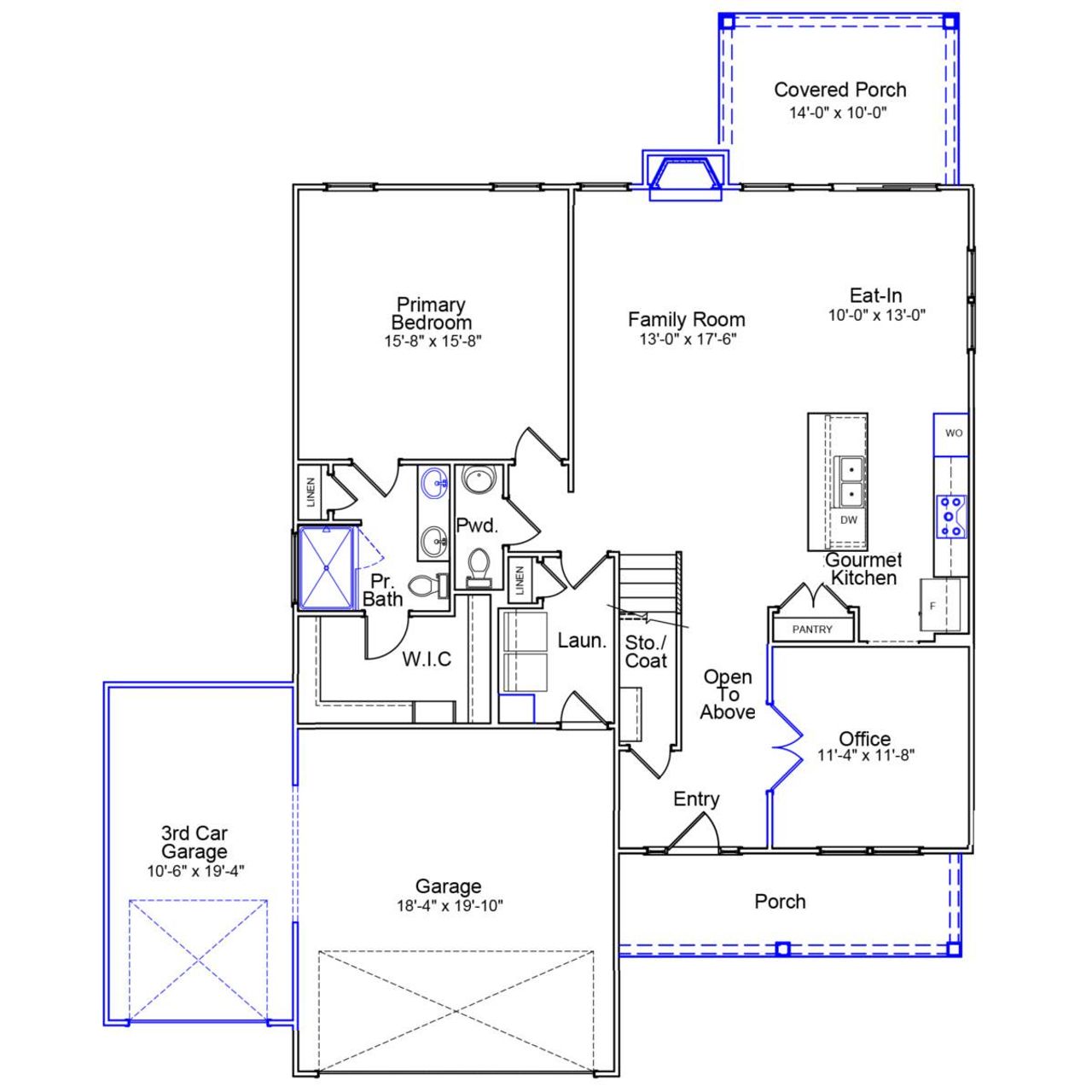 2D floor plan layout of this home in Cornerstone, Anderson, SC (Image 2).