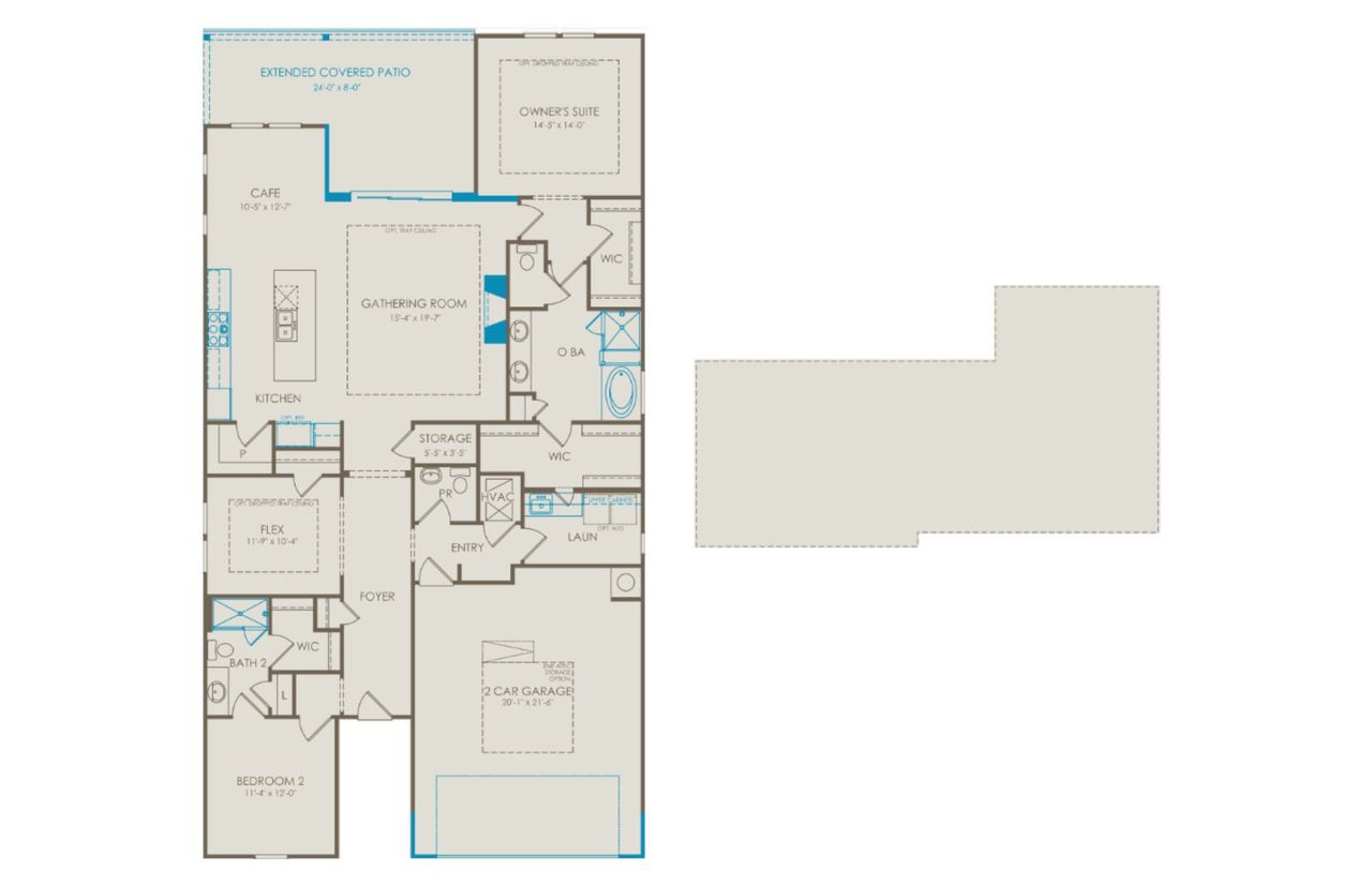 2D floor plan layout of this home in Del Webb Southern Harmony, Murfreesboro, TN (Image 2).