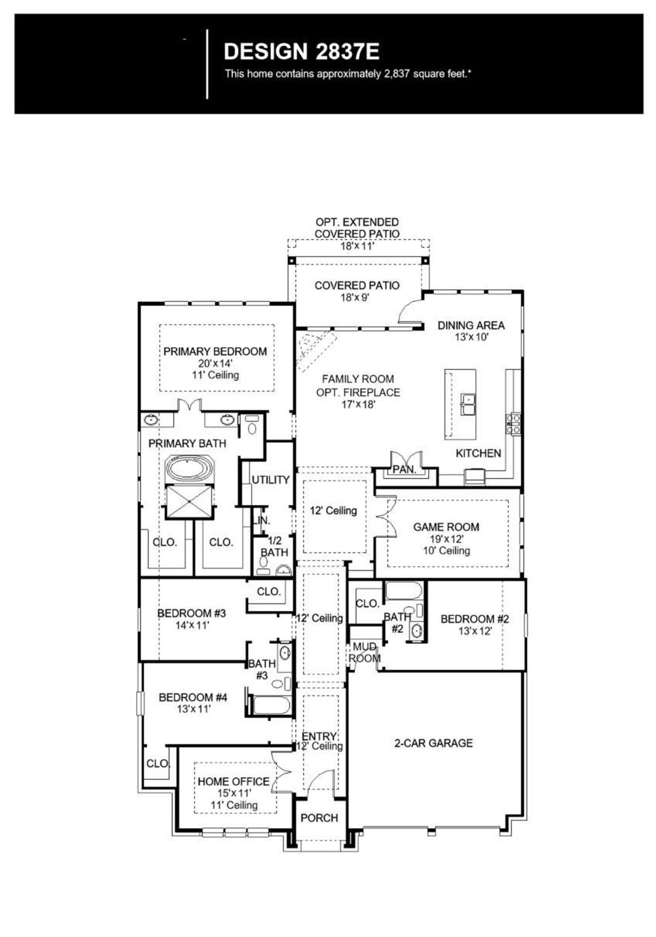 2D floor plan layout of this home in Easton Park, Austin, TX (Image 2).