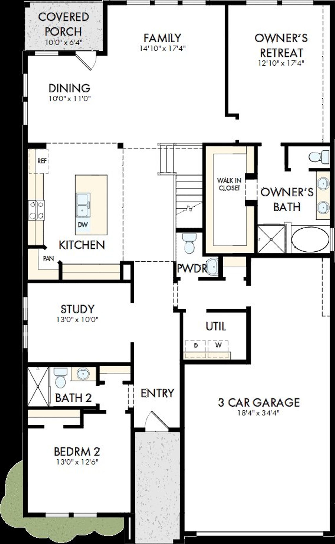 2D floor plan layout of this home in Beacon Point at Lago Mar - Retreat Collection, Texas City, TX (Image 2).