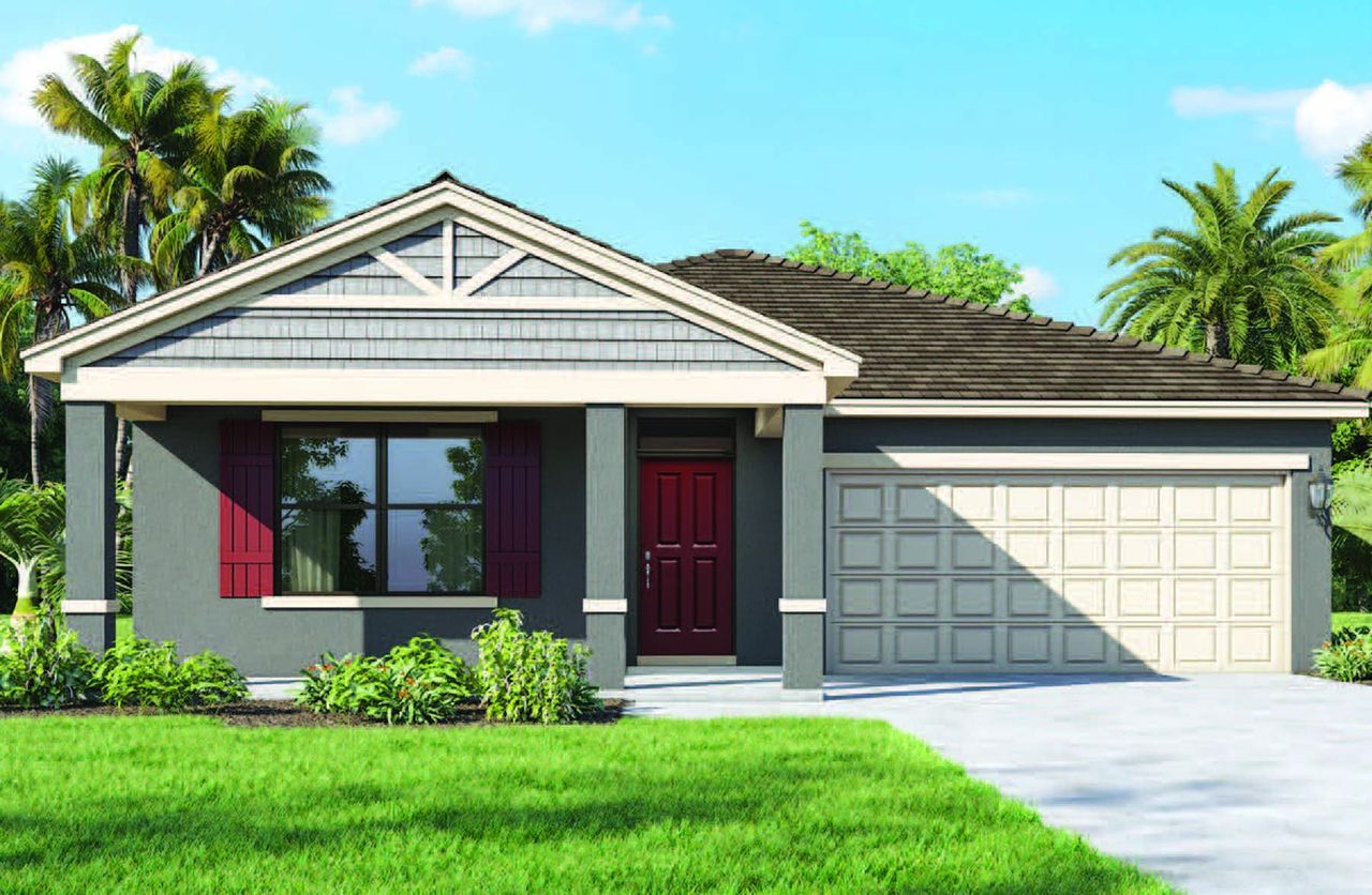 Front exterior of a new home in Timberwalk, Mount Dora, FL, highlighting curb appeal (Image 2).