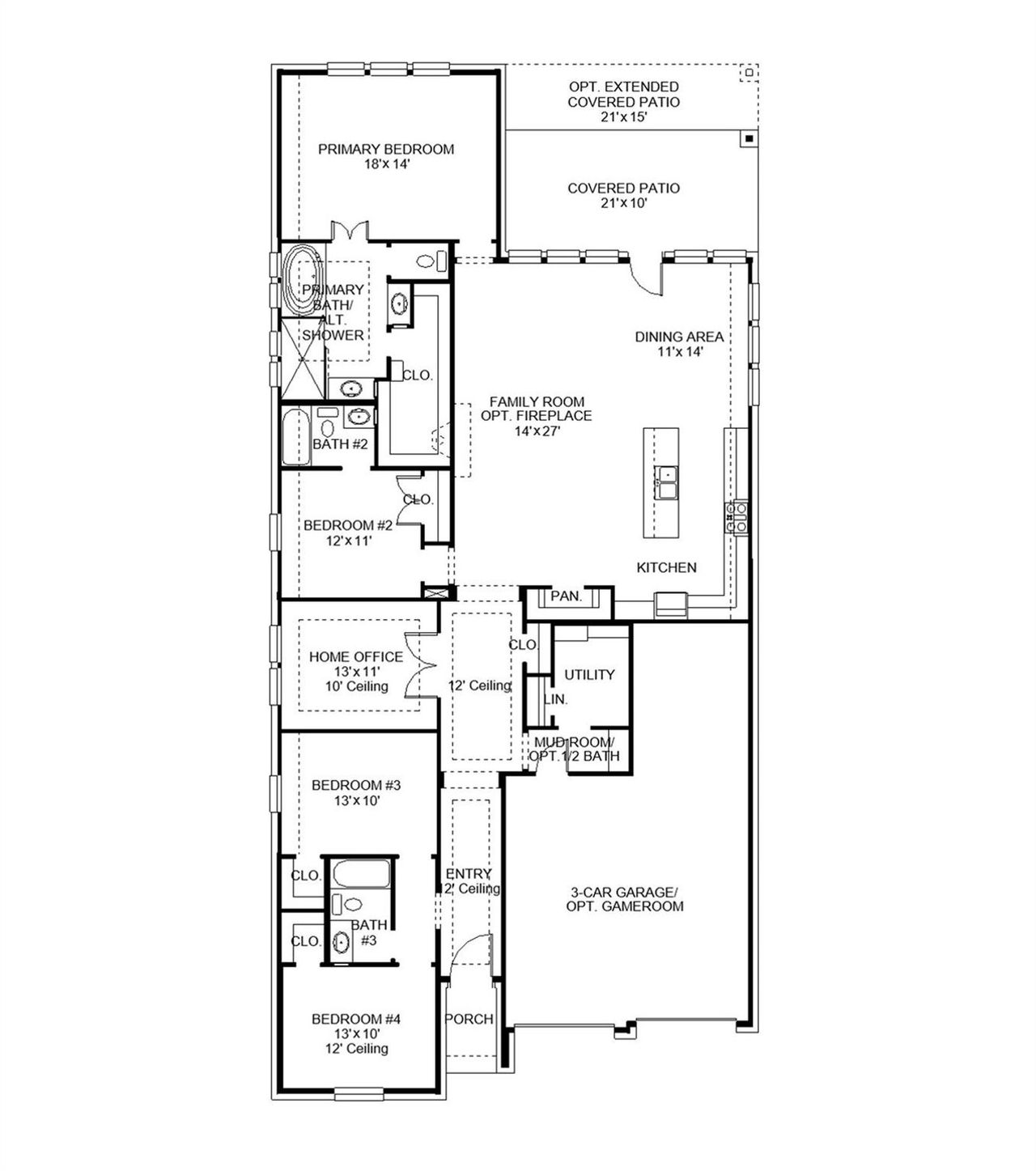 2D floor plan layout of this home in Wolf Ranch, Georgetown, TX (Image 2).
