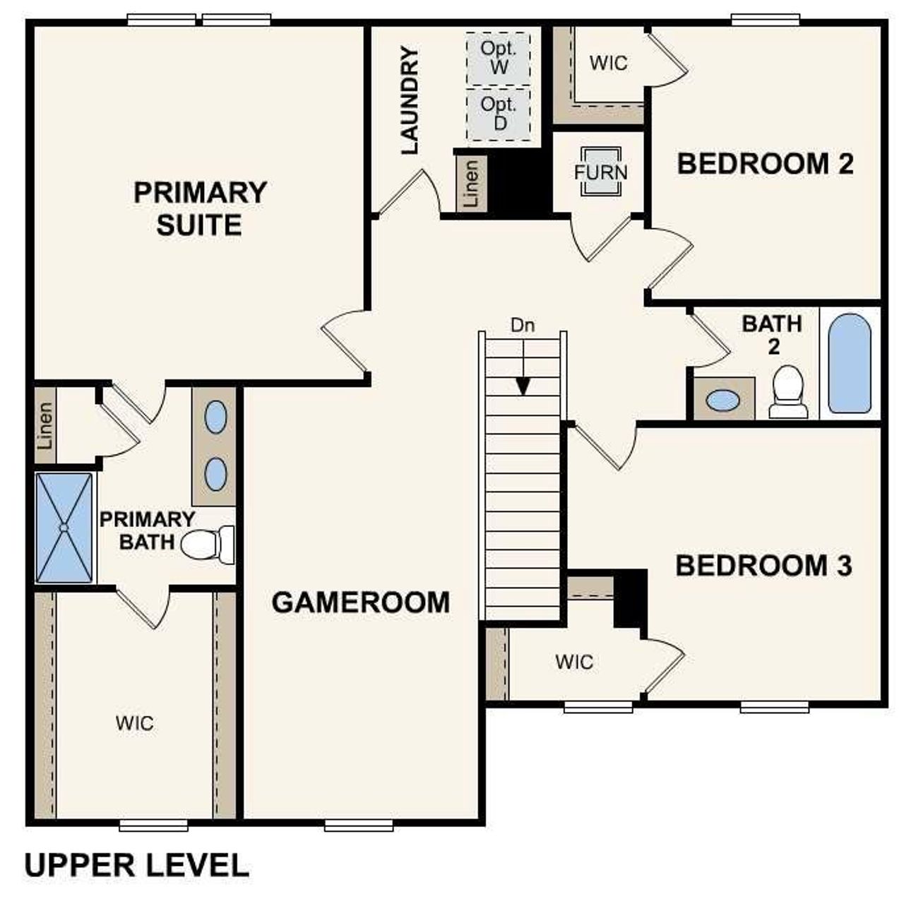 2D floor plan layout of this home in The Ridge at Twin Rivers, Covington, GA (Image 2).
