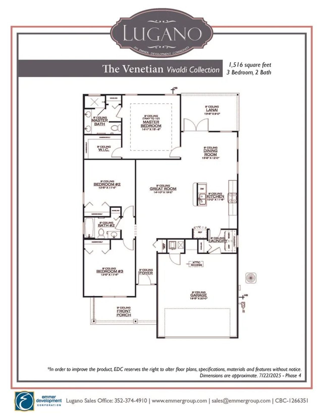2D floor plan layout for the Venetian by The Emmer Group in Lugano, Gainesville, FL (Image 2).