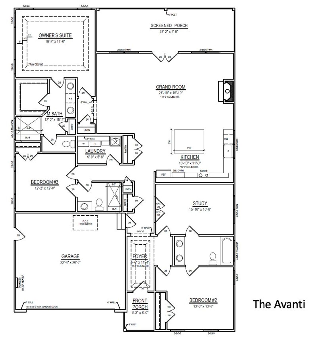 2D floor plan layout for the Avanti by Fleming Homes in Lassiter Road, Four Oaks, NC (Image 2).