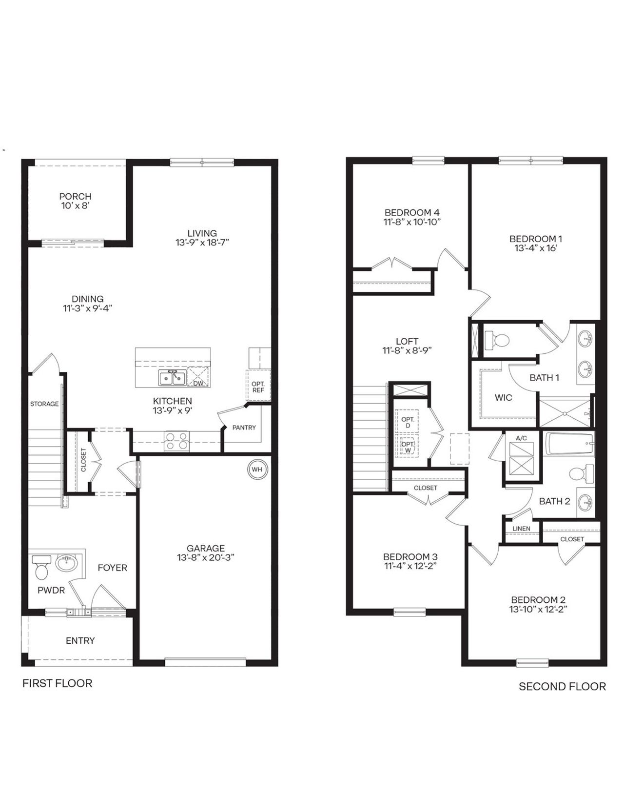 2D floor plan layout for the BELLEAIR- Interior Unit by D.R. Horton in Vineland Reserve, Osteen, FL (Image 2).