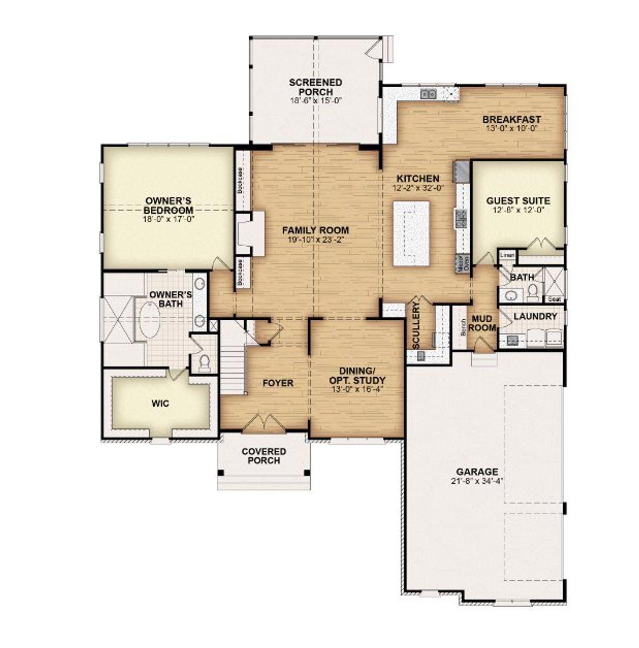 2D floor plan layout for the Diamond 2024 by Gemstone Homes in Calvins Mill, Youngsville, NC (Image 2).