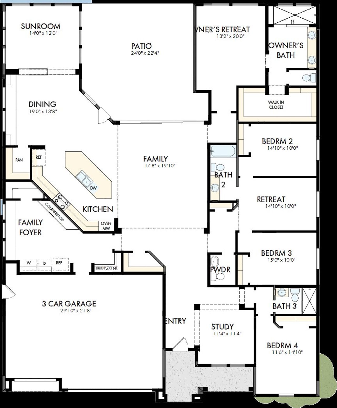 2D floor plan layout of this home in Sentiero at Windrose, Waddell, AZ (Image 2).
