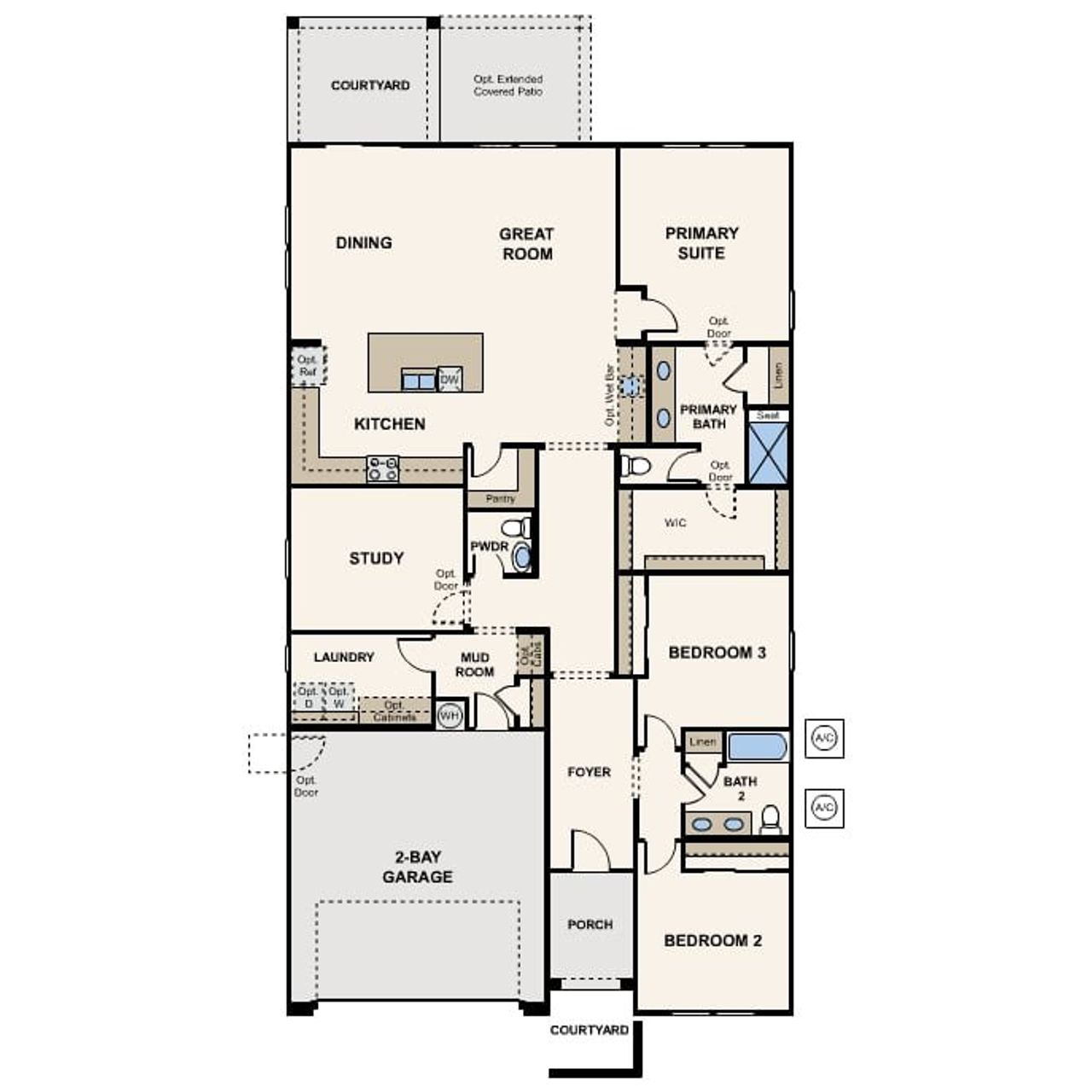 2D floor plan layout for the Carlsbad by Century Communities in Teravalis, Buckeye, AZ (Image 2). 2D floor plan layout for the Carlsbad by Century Communities in Teravalis, Buckeye, AZ (Image 2).