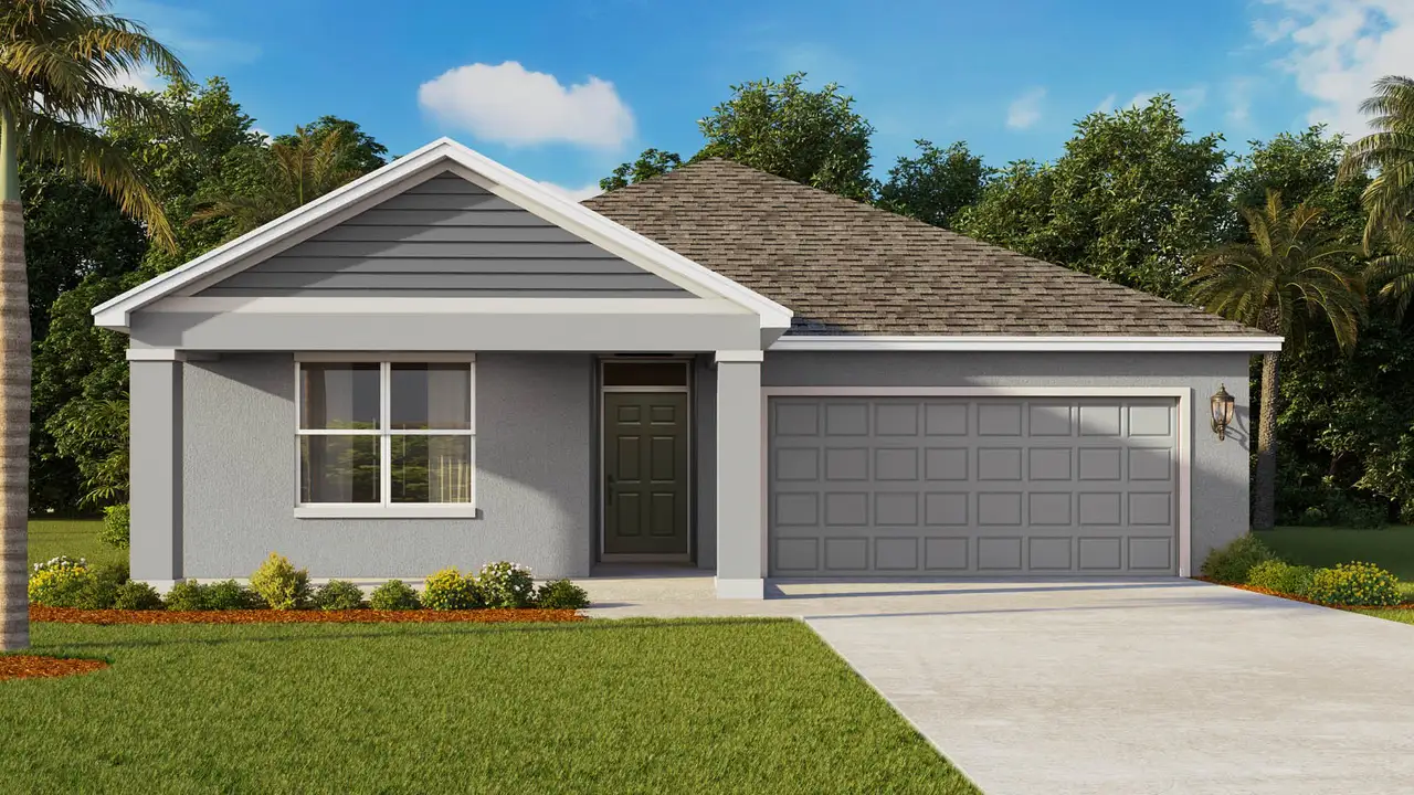 Representative exterior photo of a completed home built from the Lakeside by D.R. Horton in Indian River Preserve, Mims, FL (Image 2).