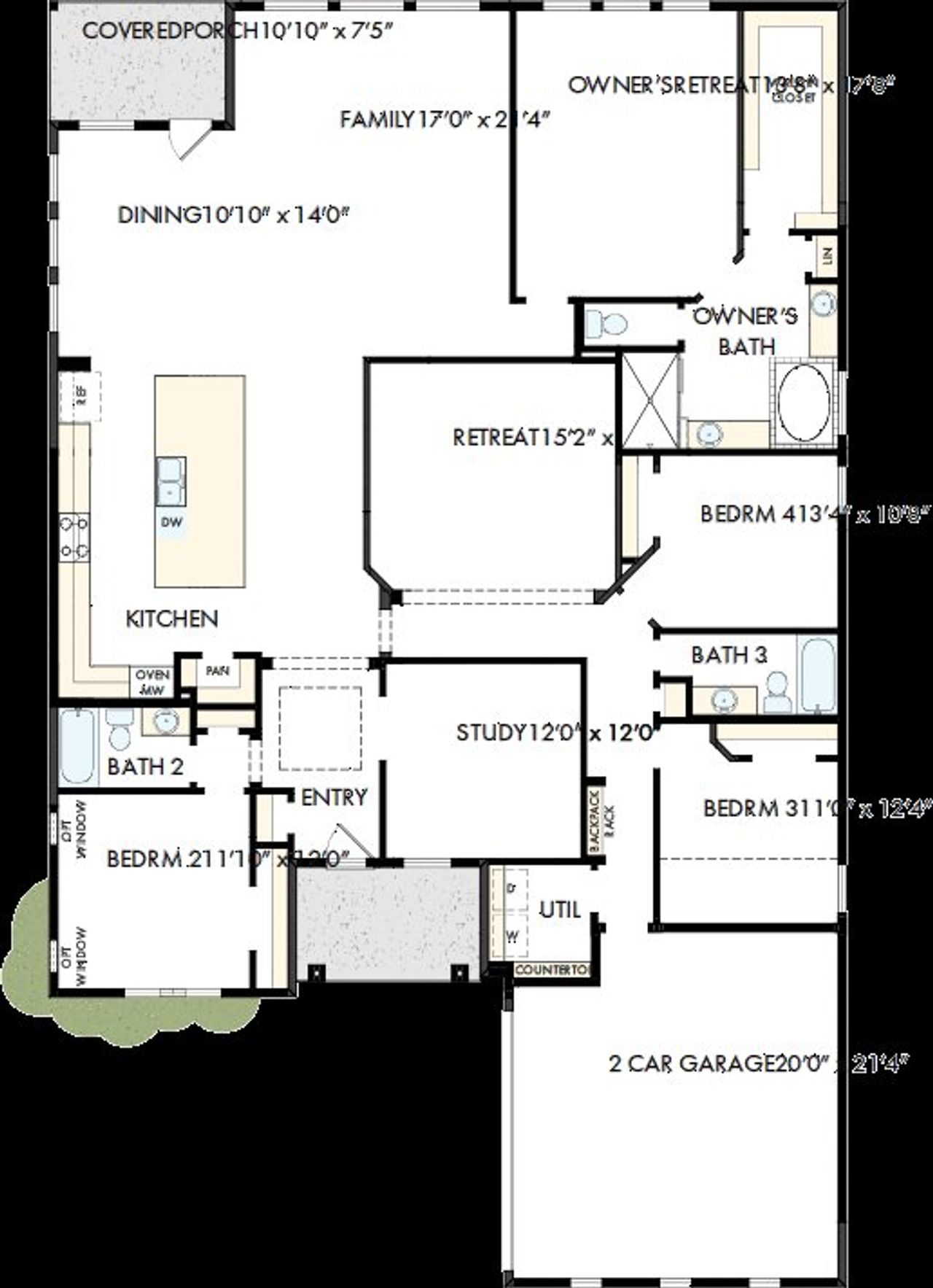 2D floor plan layout of this home in Goodland – Manor Series, Grand Prairie, TX (Image 2).
