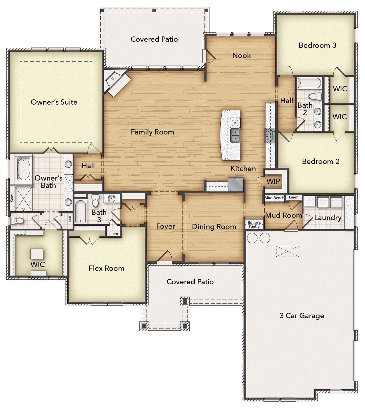 2D floor plan layout of this home in Rocky Top, Krum, TX (Image 2).