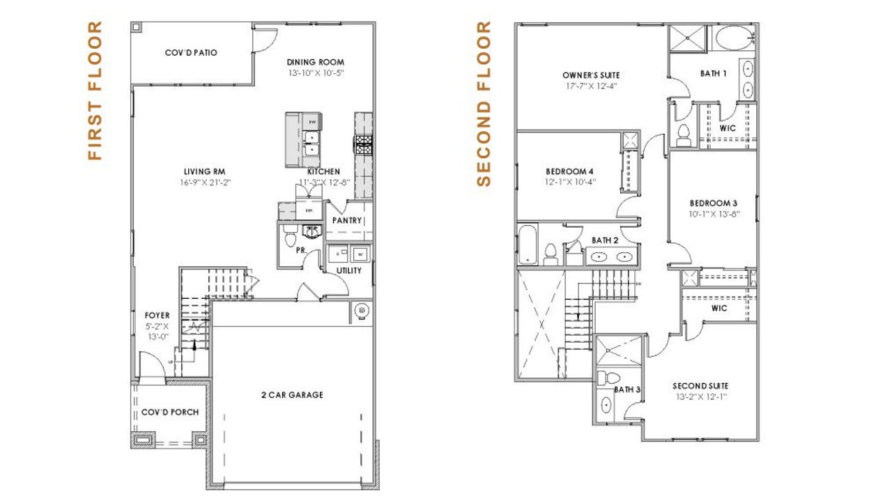 2D floor plan layout for the Brittany by Saratoga Homes in Aldine Pines, Houston, TX (Image 2).
