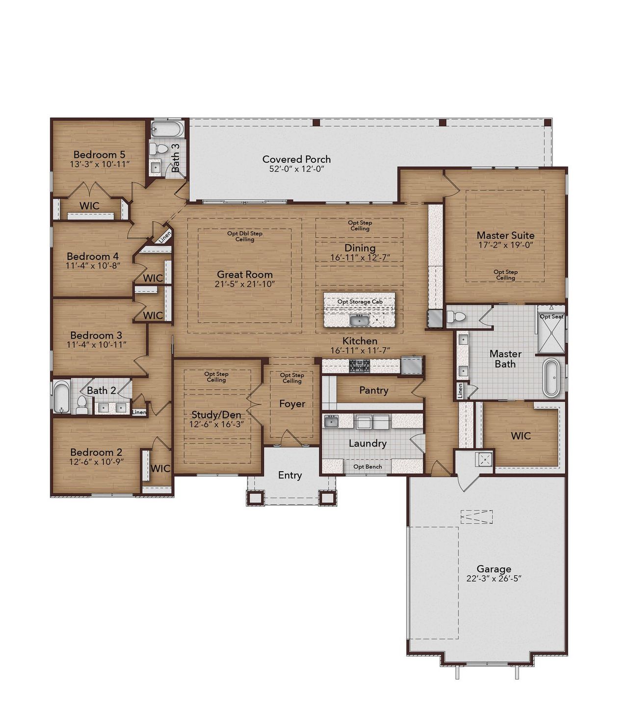 2D floor plan layout for the Witton by GW Homes in Laureate Village, Newberry, FL (Image 2).