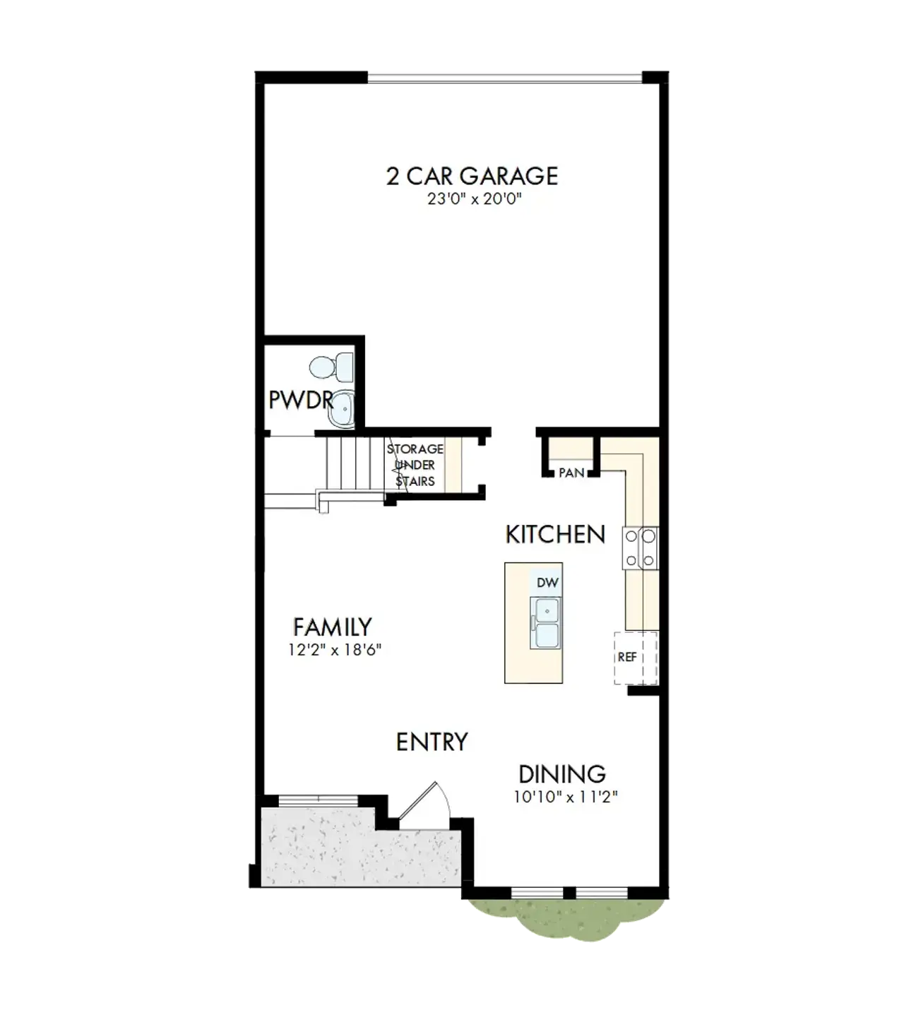2D floor plan layout of this home in Persimmon Place - Townhomes, Wesley Chapel, FL (Image 2).