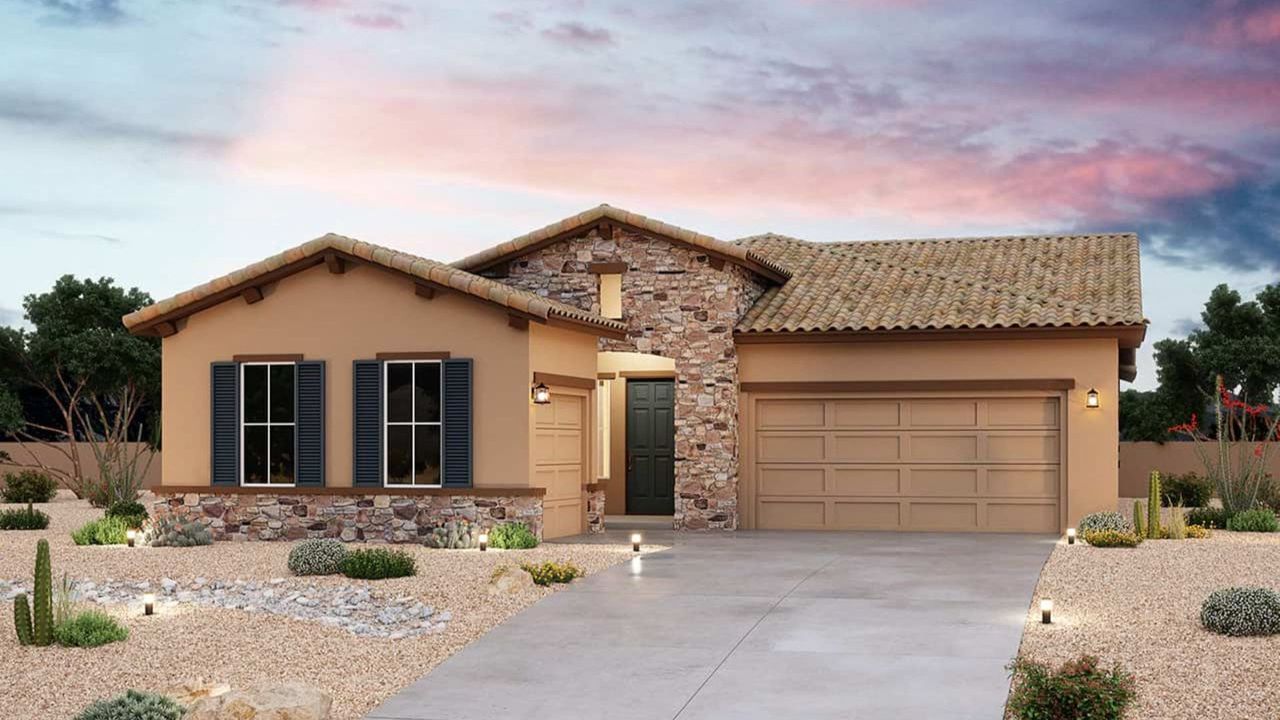 Representative exterior photo of a completed home built from the Coral by Brightland Homes in Canyon Views - Hacienda, Litchfield Park, AZ (Image 2).