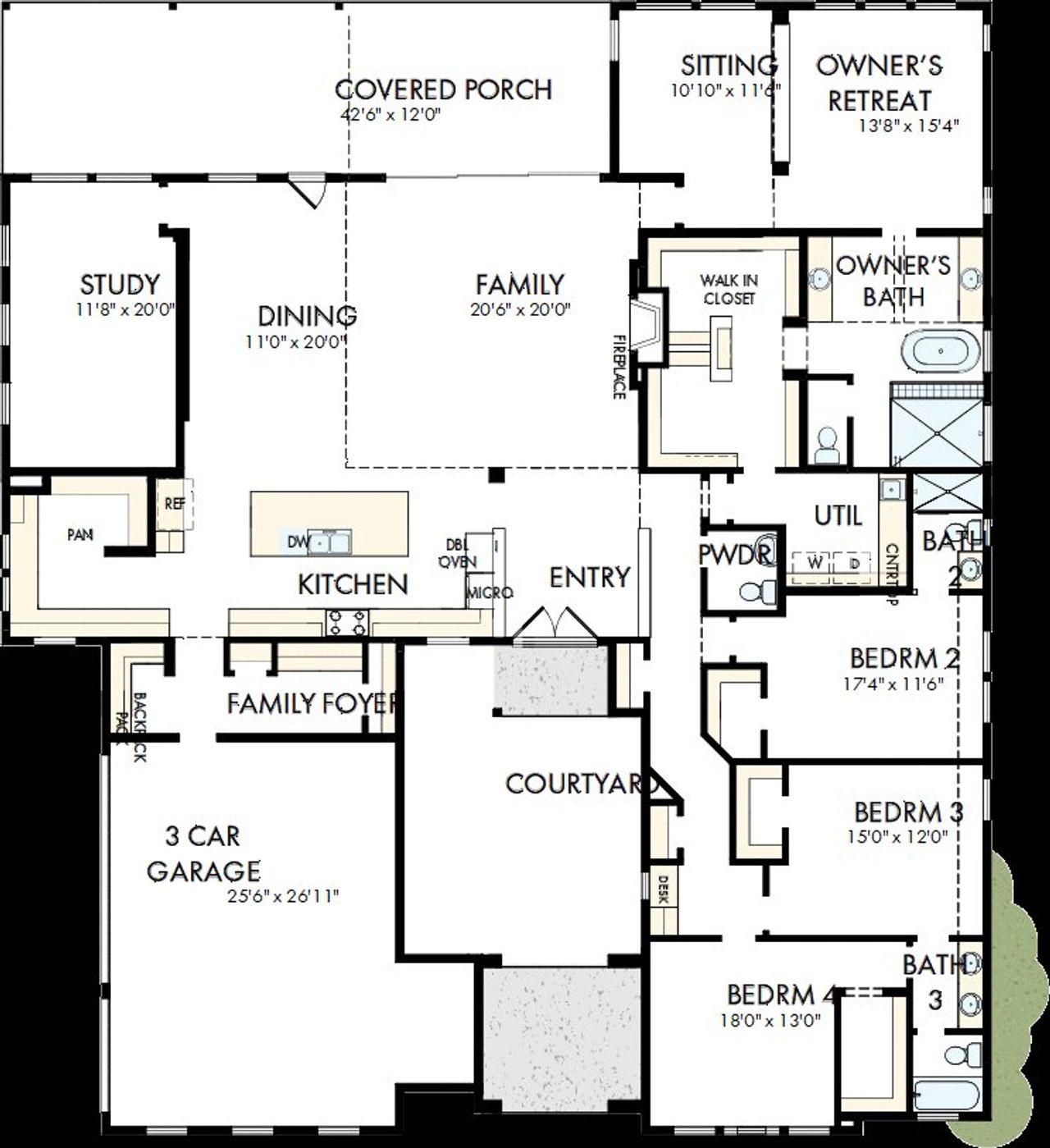 2D floor plan layout of this home in Whyburn Estate Series, Flower Mound, TX (Image 2).