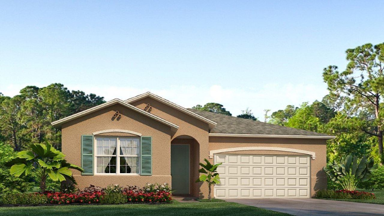 Representative exterior photo of a completed home built from the CLIFTON by D.R. Horton in Palmetto Landing at Babcock Ranch, Punta Gorda, FL (Image 2).