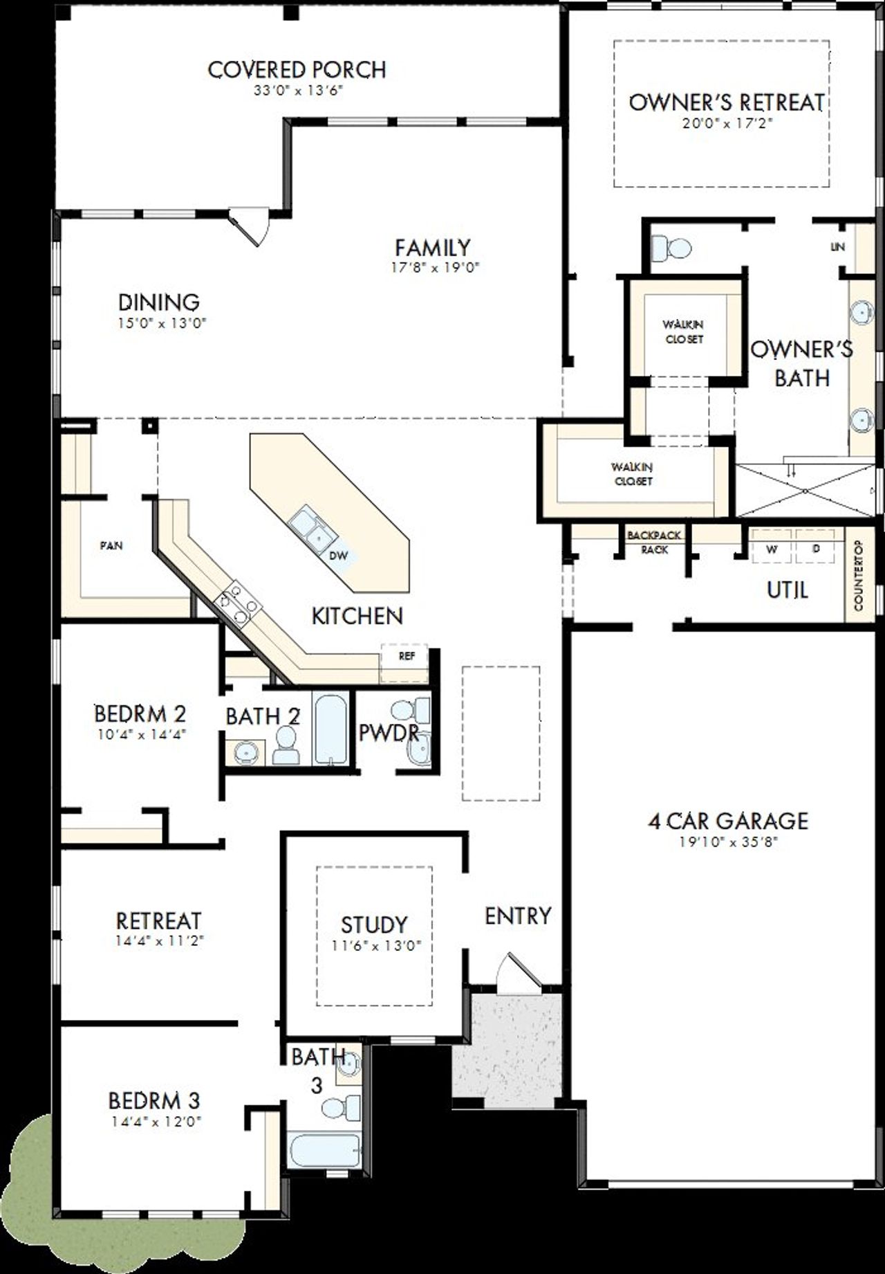 2D floor plan layout of this home in ARTAVIA - Parkview Collection, Conroe, TX (Image 2).