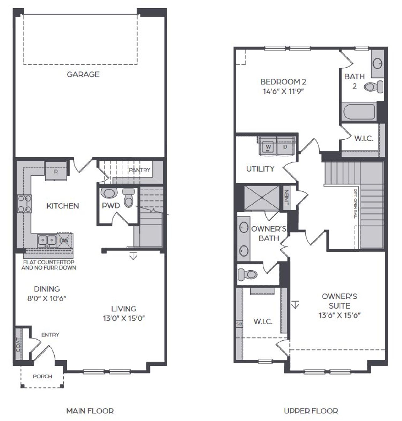 2D floor plan layout for the Bella - Modern by Cadence Homes in Solterra Texas, Mesquite, TX (Image 2).