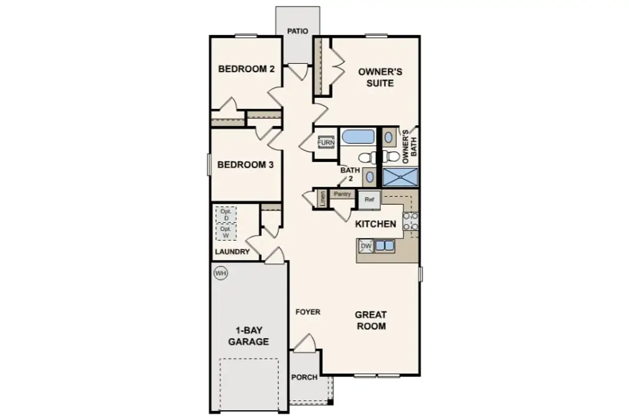 2D floor plan layout for the Bristol by Century Complete in Hewett Landing, Supply, NC (Image 2).