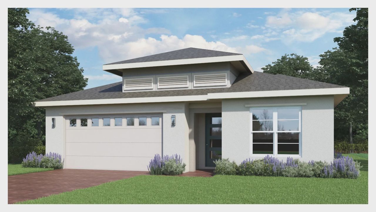 Representative exterior photo of a completed home built from the Geneva II by Jones Homes USA in Reserve at Twin Lakes, St. Cloud, FL (Image 2).