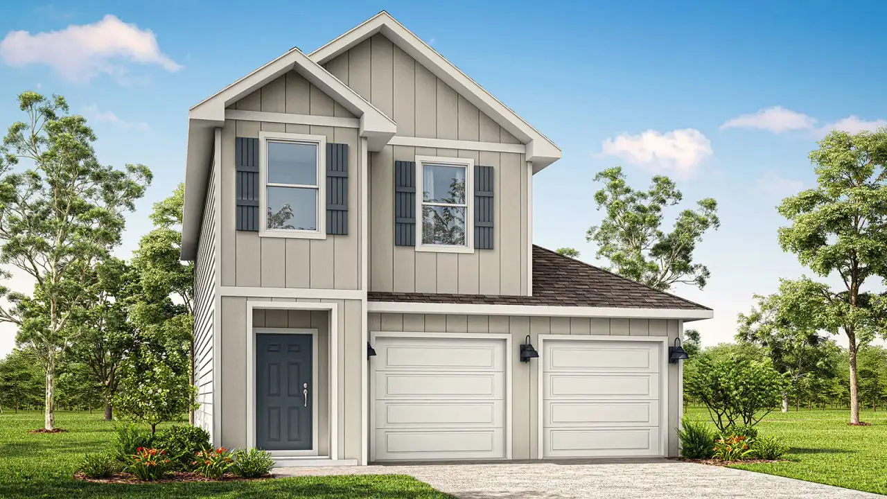 Representative exterior photo of a completed home built from the Canmore by D.R. Horton in Legacy Oaks, Tallahassee, FL (Image 2). Representative exterior photo of a completed home built from the Canmore by D.R. Horton in Legacy Oaks, Tallahassee, FL (Image 2).
