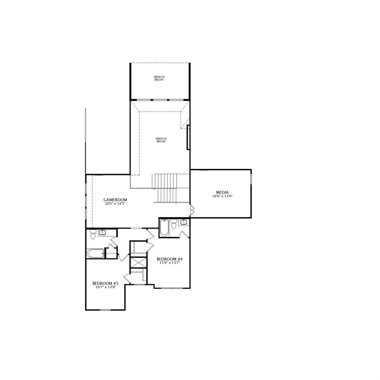 2D floor plan layout of this home in Wolf Ranch West Bend - 60', Georgetown, TX (Image 2).