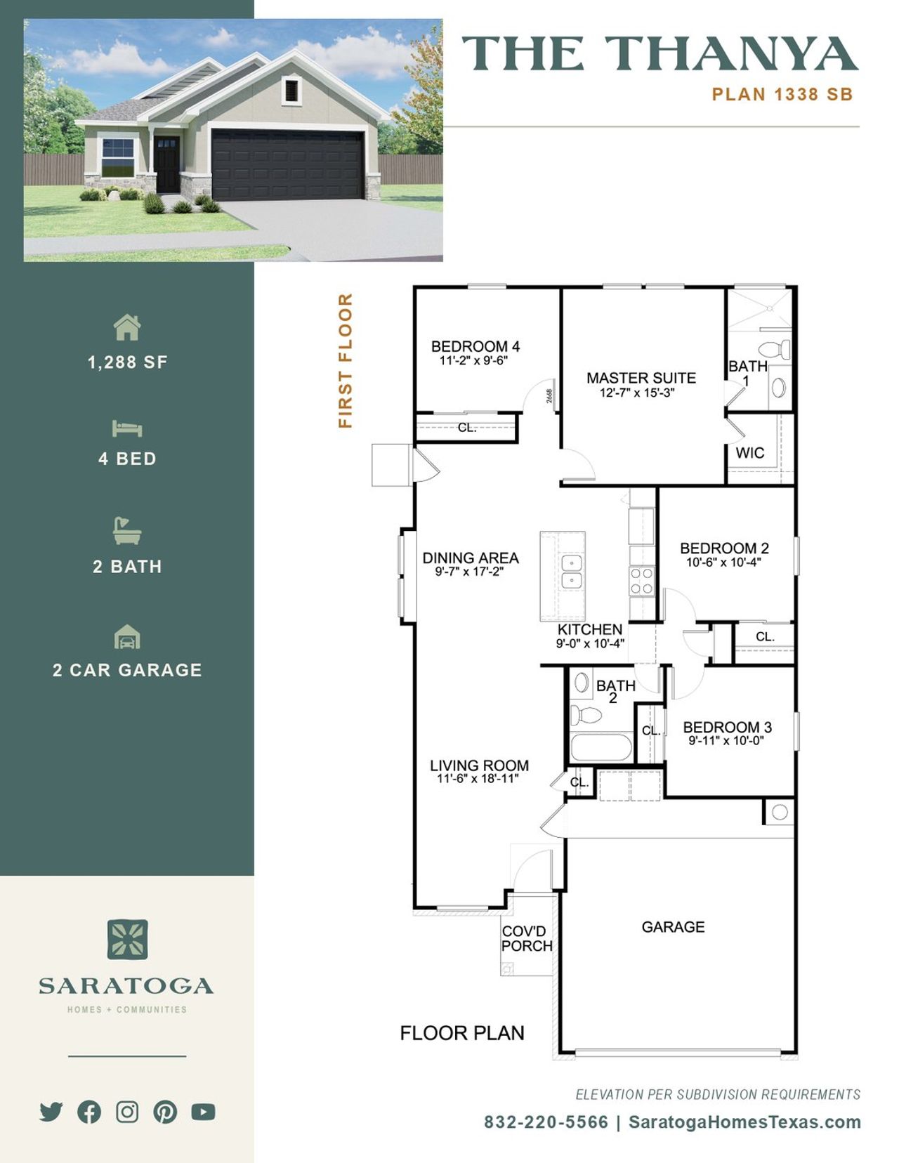 2D floor plan layout of this home in Aldine Pines, Houston, TX (Image 2).