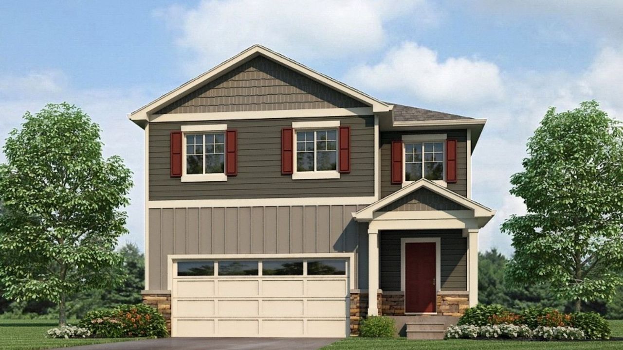 Representative exterior photo of a completed home built from the Elm by D.R. Horton in Sky Ranch, Watkins, CO (Image 2).