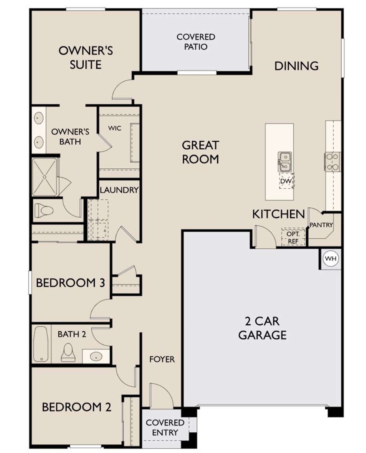 2D floor plan layout for the Violet by Ashton Woods in Bella Vista Farms, San Tan Valley, AZ (Image 2).