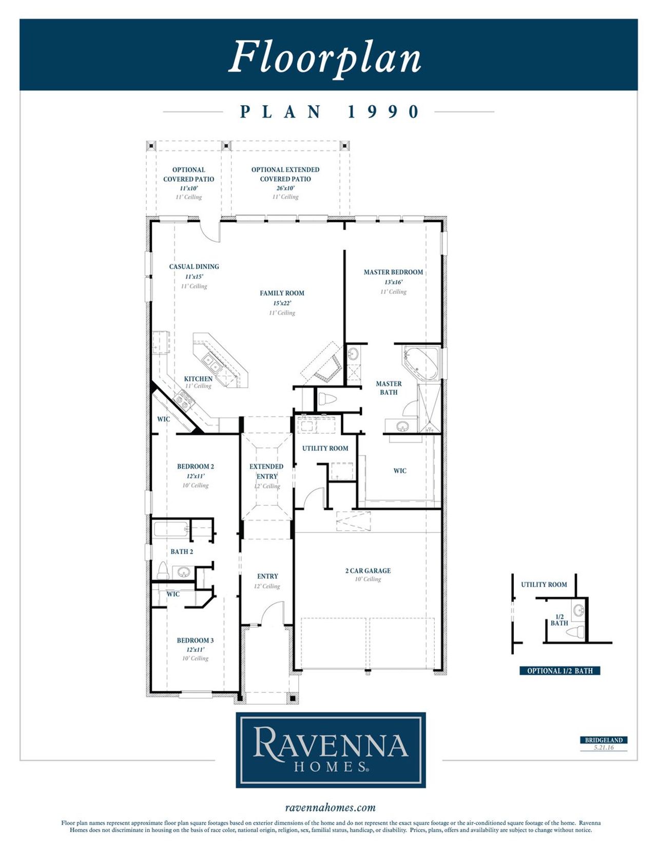 2D floor plan layout for the Plan 1990 by Ravenna Homes in Bridgeland 50', Cypress, TX (Image 2). 2D floor plan layout for the Plan 1990 by Ravenna Homes in Bridgeland 50', Cypress, TX (Image 2).