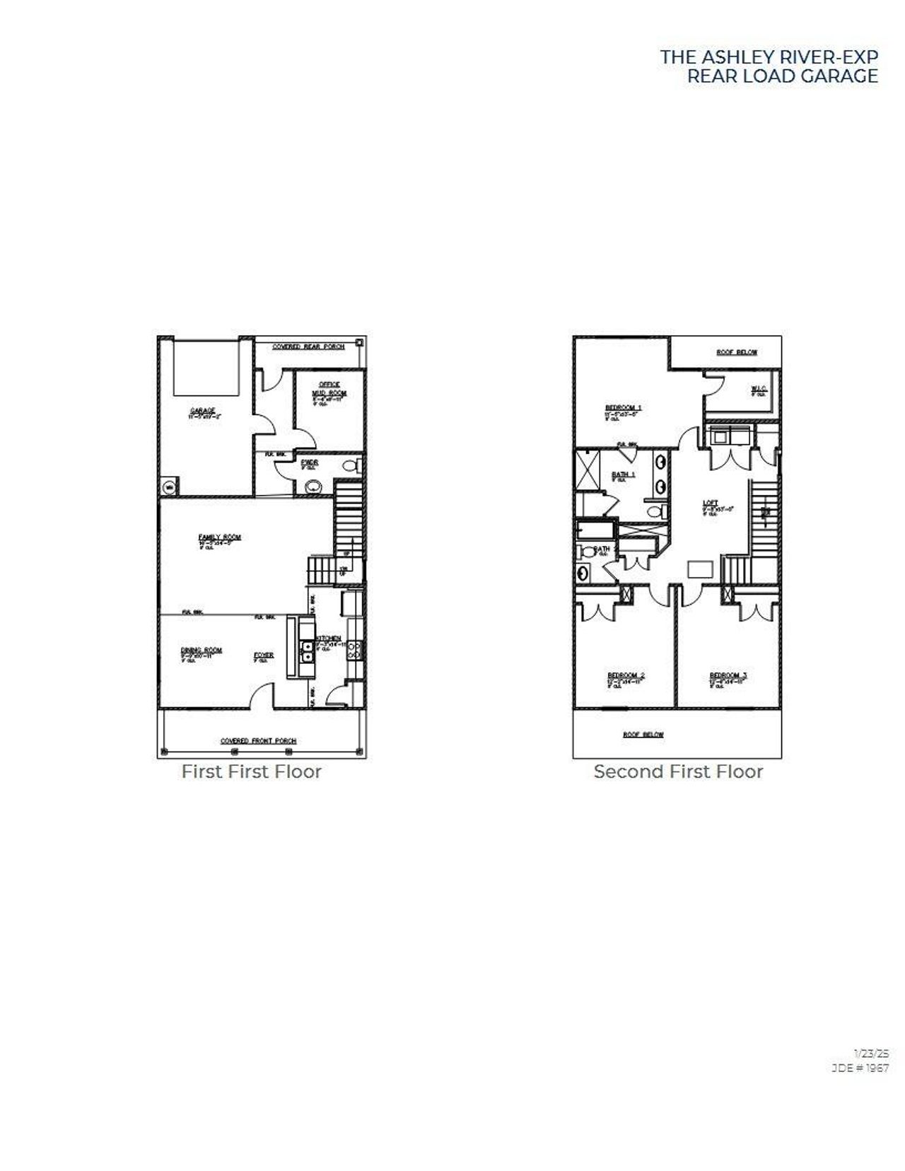 2D floor plan layout of this home in The Cove at Mallard Crossing, Summerville, SC (Image 2).